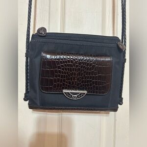 Brighton crossbody shoulder organizer with braided strap leather/nylon